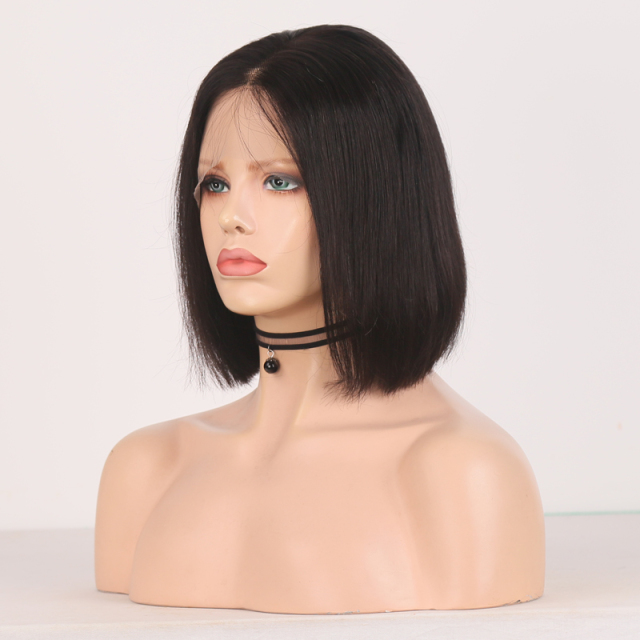 Black Straight Bob Hunman Hair Wigs HD Transparent Lace Front Wig