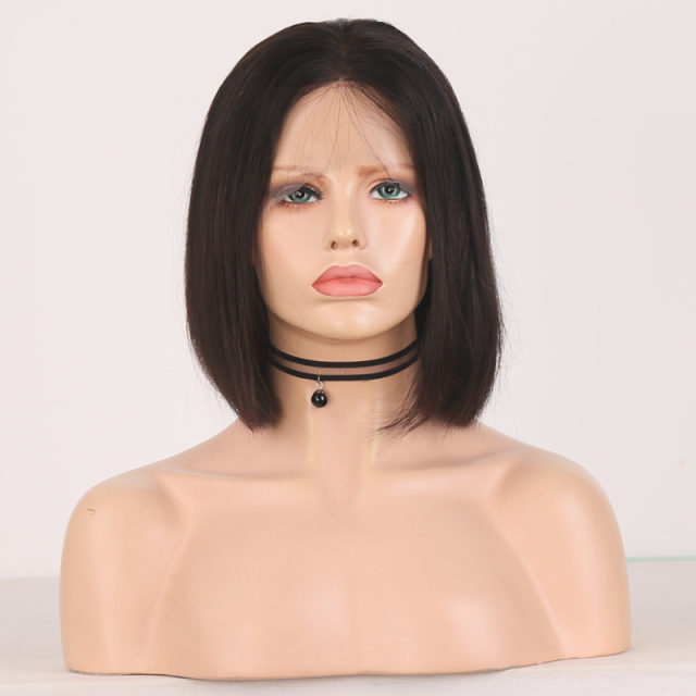 Black Straight Bob Hunman Hair Wigs HD Transparent Lace Front Wig