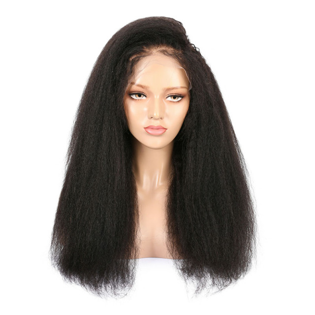 Imeya 13x6 HD Lace Front Wig Black Yaki Straight Human Hair Wig