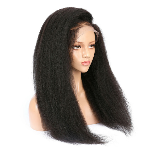 Imeya 13x6 HD Lace Front Wig Black Yaki Straight Human Hair Wig