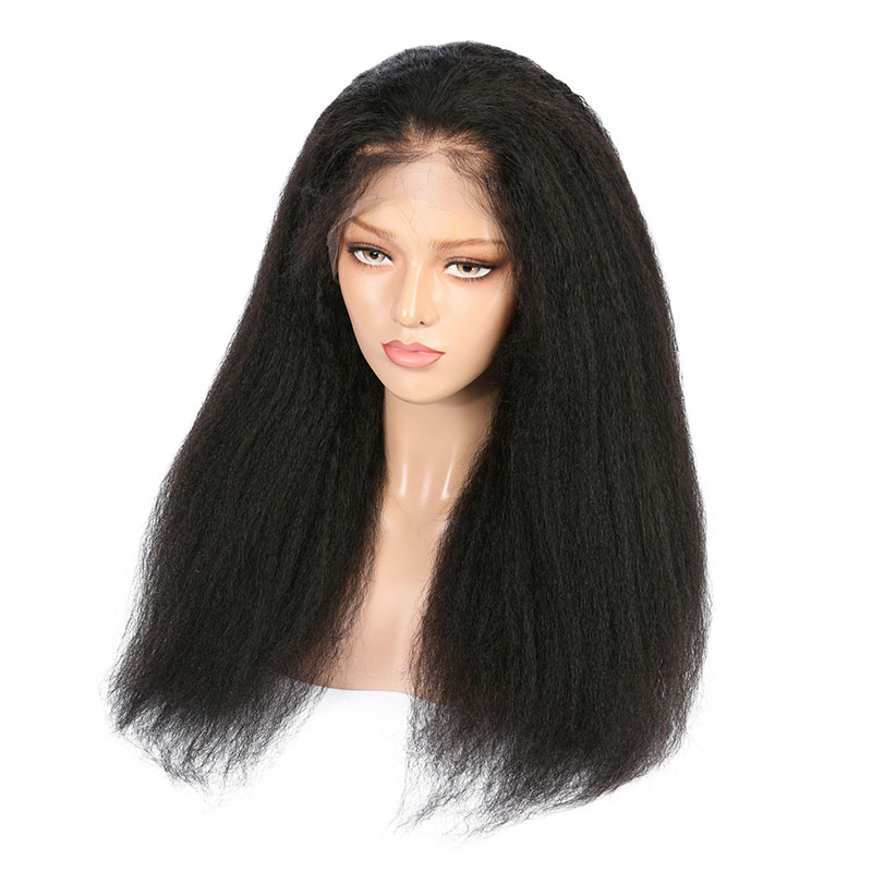 Imeya 13x6 HD Lace Front Wig Black Yaki Straight Human Hair Wig