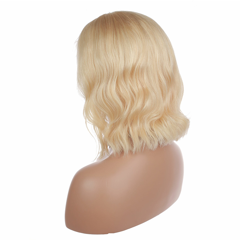 Virgin Human Hair Wigs Natural Wave #613 Blonde Bob Lace Front Wigs