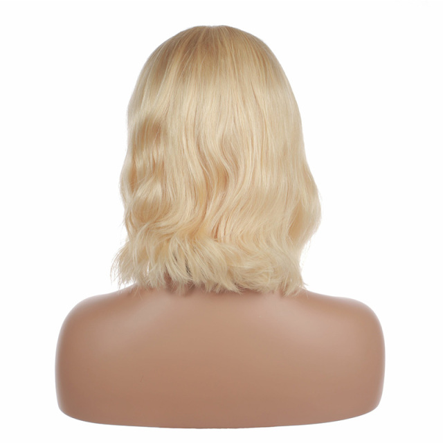 Virgin Human Hair Wigs Natural Wave #613 Blonde Bob Lace Front Wigs