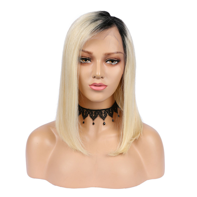Natural Straight Ombre Blonde Human Hair Wig 13x6 HD Lace Front Wig
