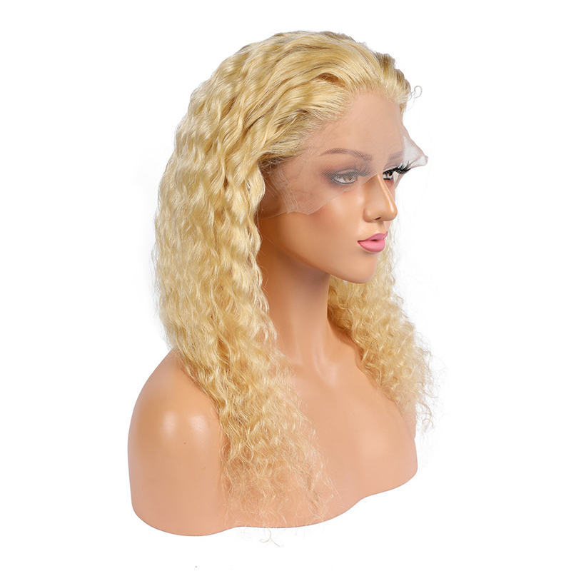 Curly Wave 13x6 HD Lace Front Wig Blonde Pre Plucked Hairline Human Hair Wig