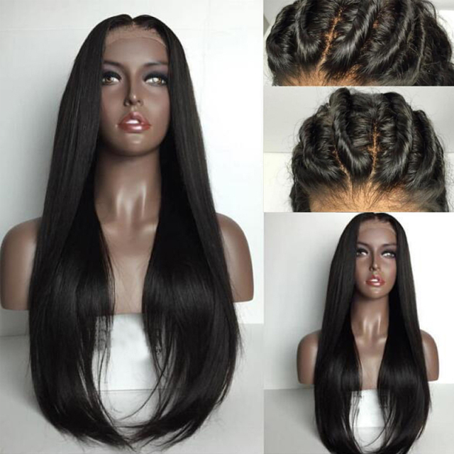 Black Straight Full Lace Human Hair Wig Natural Hairline HD Lace Glueless Wig