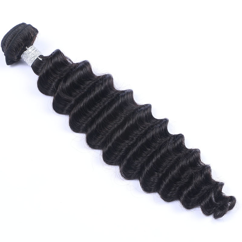 High Qulaity Human Hair Black Deep Wave 3 Bundles with Closure