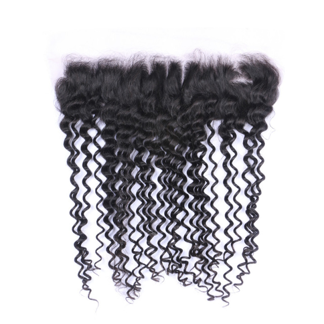Black Curly Human Hair Closure Transparent Lace Closure