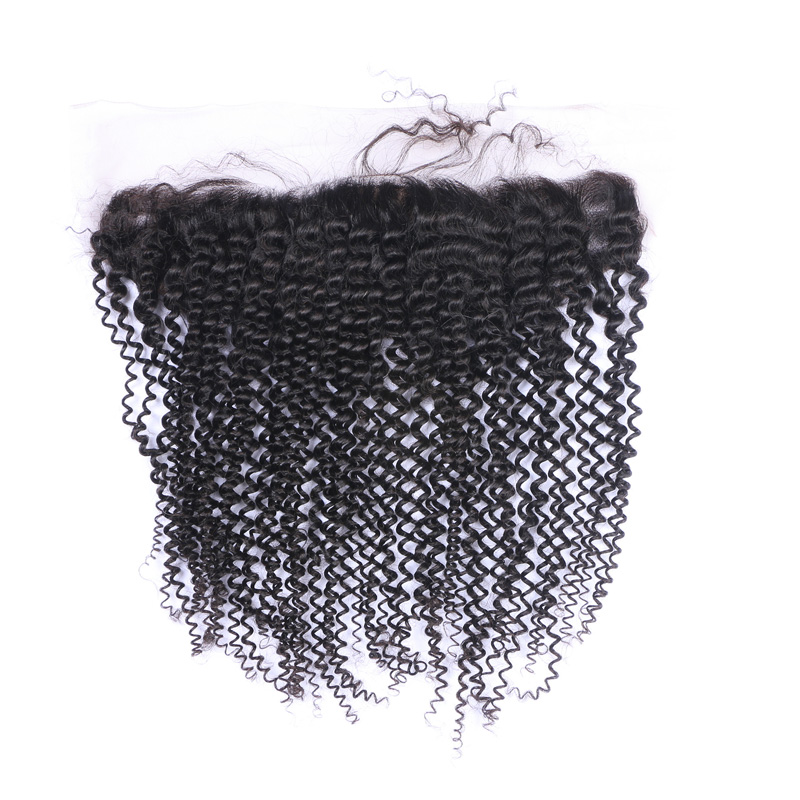 Black Kinky Curly Pre Plucked  Human Hair Closure HD Lace Closure