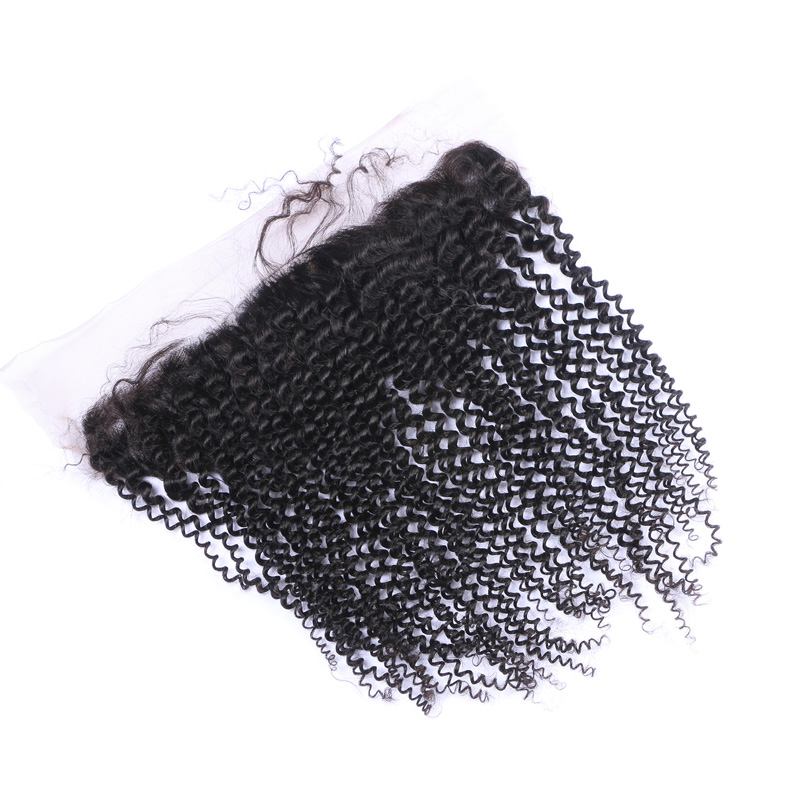 Black Kinky Curly Pre Plucked  Human Hair Closure HD Lace Closure
