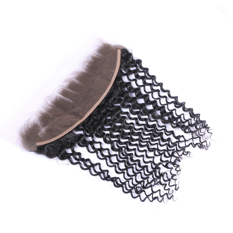 Black Curly Human Hair Closure Transparent Lace Closure