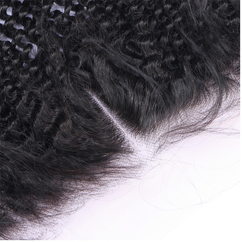 Black Kinky Curly Pre Plucked  Human Hair Closure HD Lace Closure