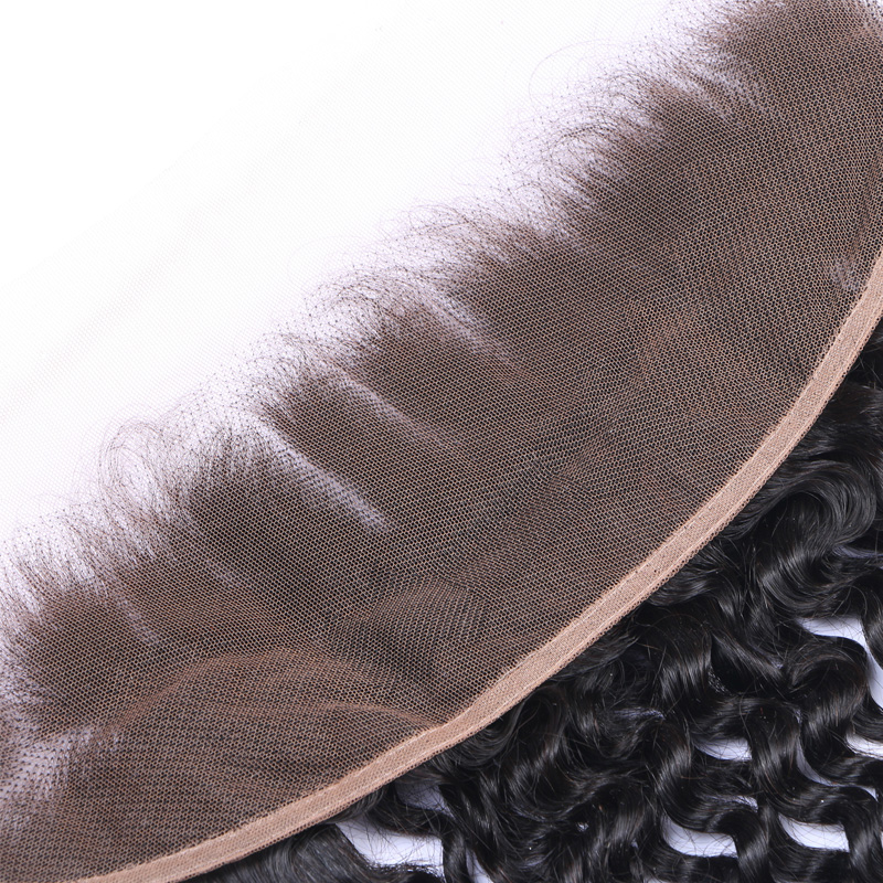 Black Curly Human Hair Closure Transparent Lace Closure