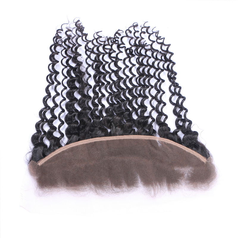 Black Curly Human Hair Closure Transparent Lace Closure