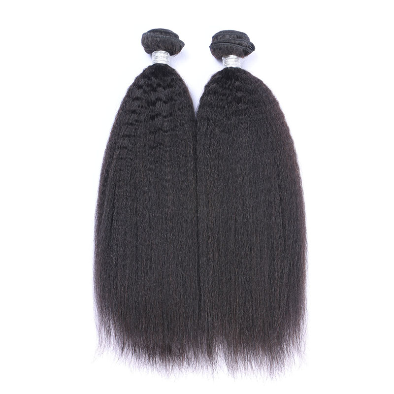 Black Yaki Straight 3 Bundles with 1 Closure 4x4 Lace Closure