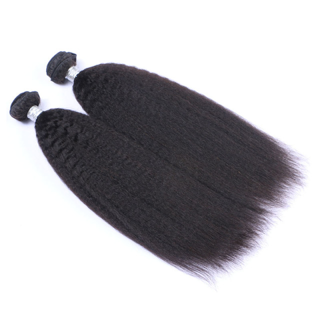 Black Yaki Straight 3 Bundles with 1 Closure 4x4 Lace Closure