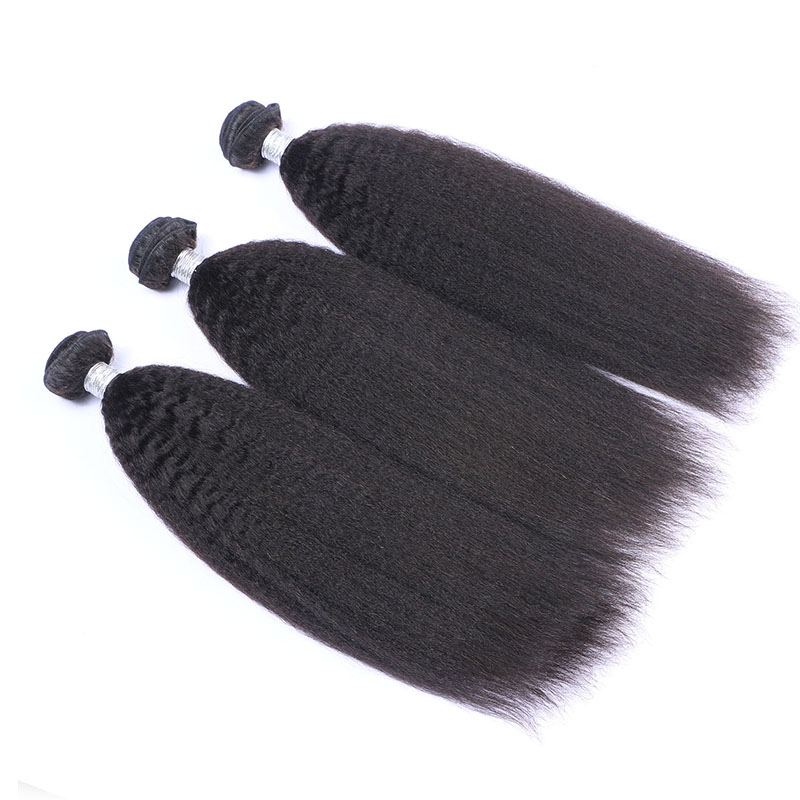 Black Yaki Straight 3 Bundles with 1 Closure 4x4 Lace Closure