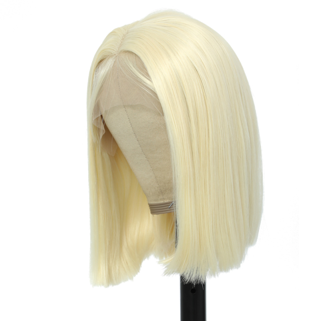 Blonde Bob Wigs Lace Front Wigs for Women 10-12inches Synthetic Bob Wigs Middle Part Natural Hairline Wigs