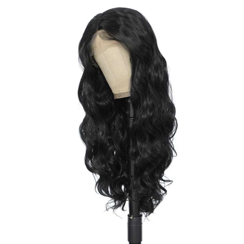 Black Body Wave Lace Front Wigs High Temperature Heat Resistant Fiber Synthetic Wig
