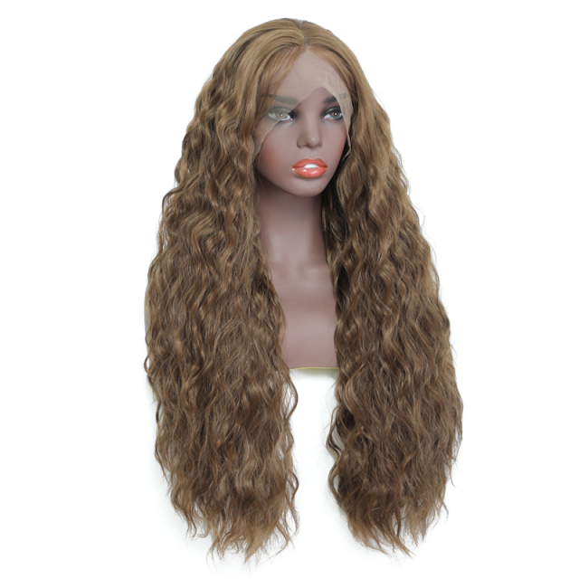 Dark Brown Body Wave Lace Front Wigs Synthetic Wig