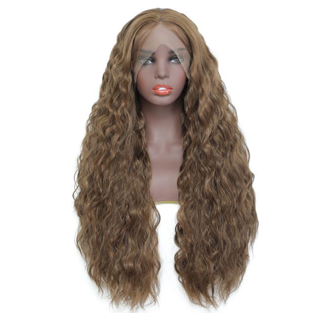 Dark Brown Body Wave Lace Front Wigs Synthetic Wig