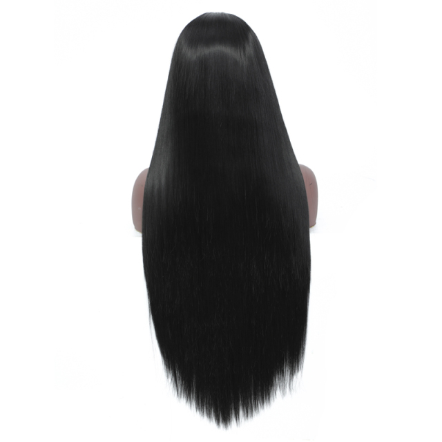 Black Straight Synthetic Wigs Straight 13*3 Lace Front Wig With Baby Hair