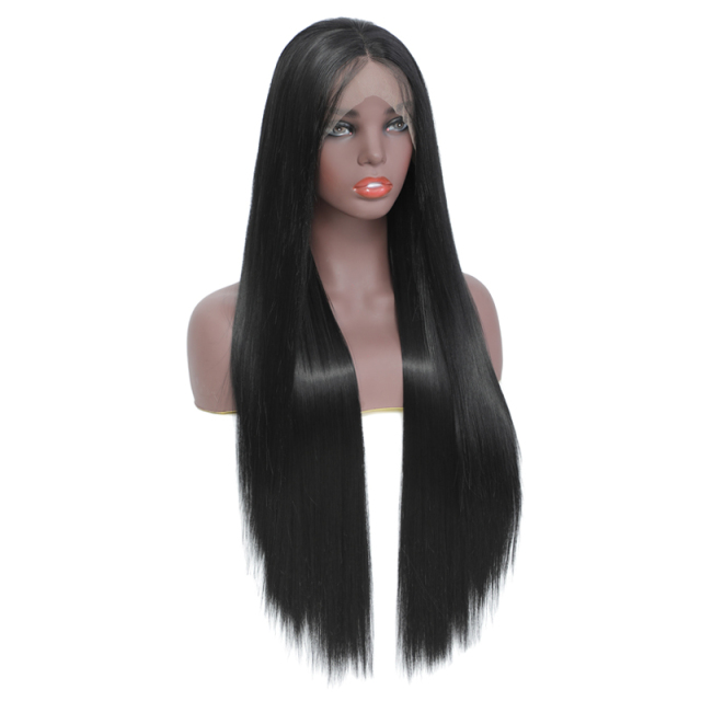 Black Straight Synthetic Wigs Straight 13*3 Lace Front Wig With Baby Hair
