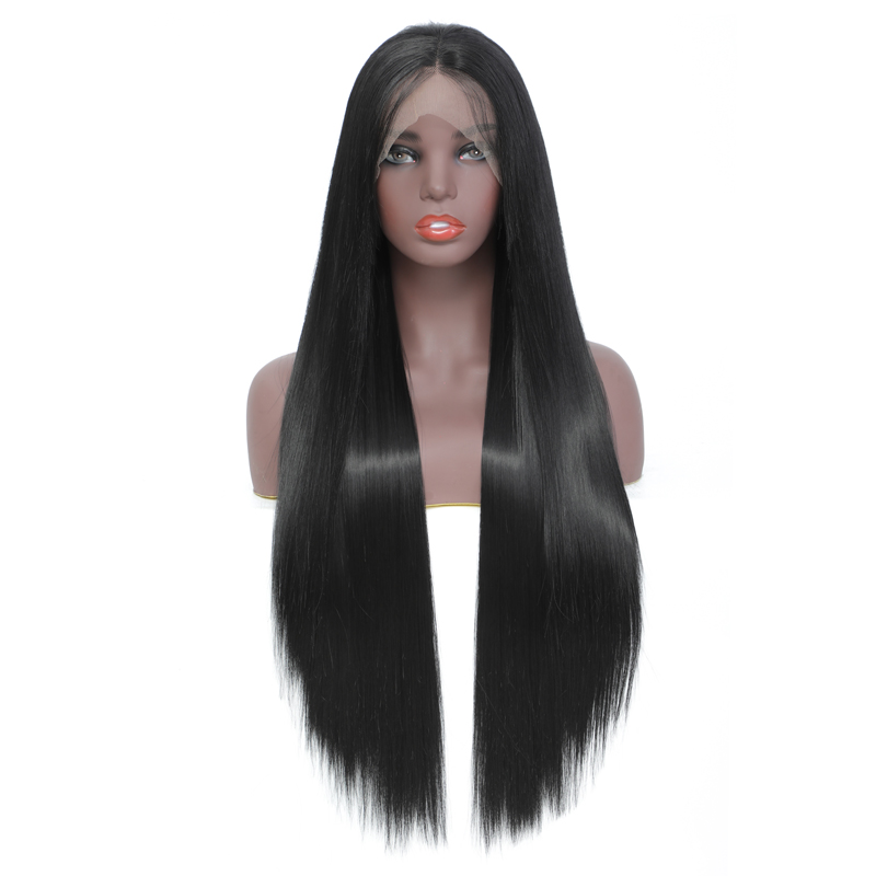 Black Straight Synthetic Wigs Straight 13*3 Lace Front Wig With Baby Hair