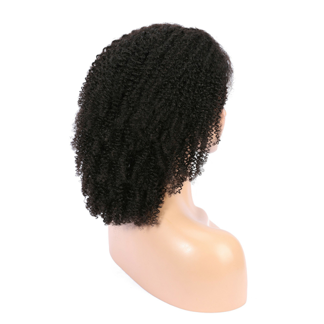 Black Short Kinky Curly Bob Human Hair HD Transparent Lace Front Wigs with Baby Hair
