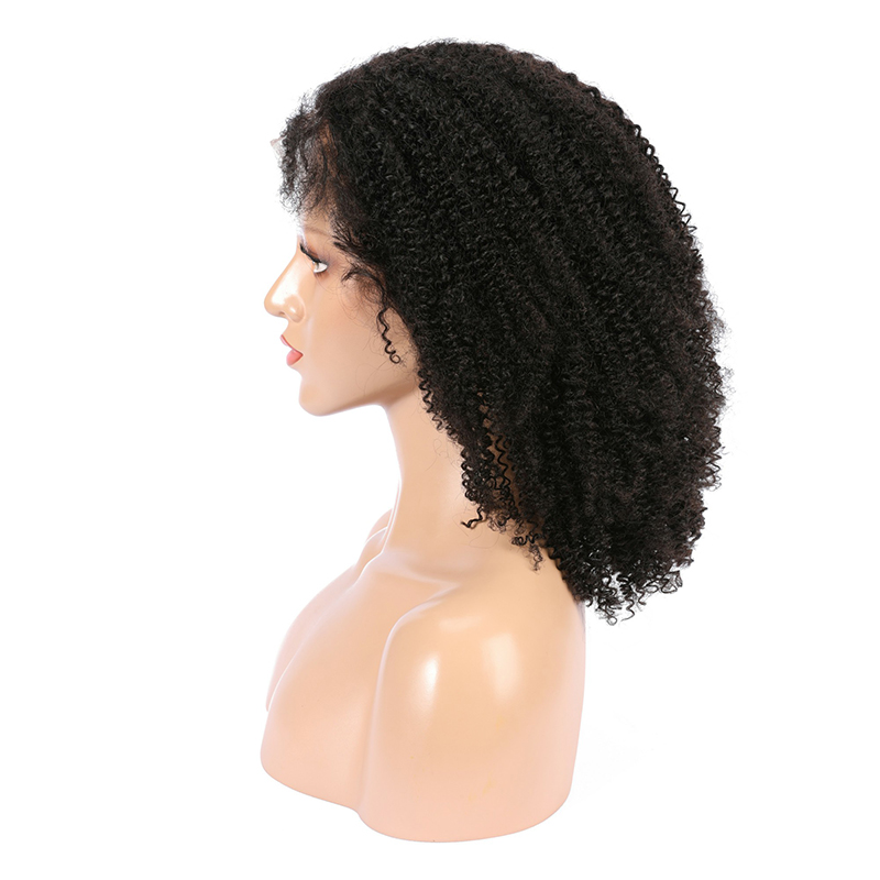 Black Short Kinky Curly Bob Human Hair HD Transparent Lace Front Wigs with Baby Hair