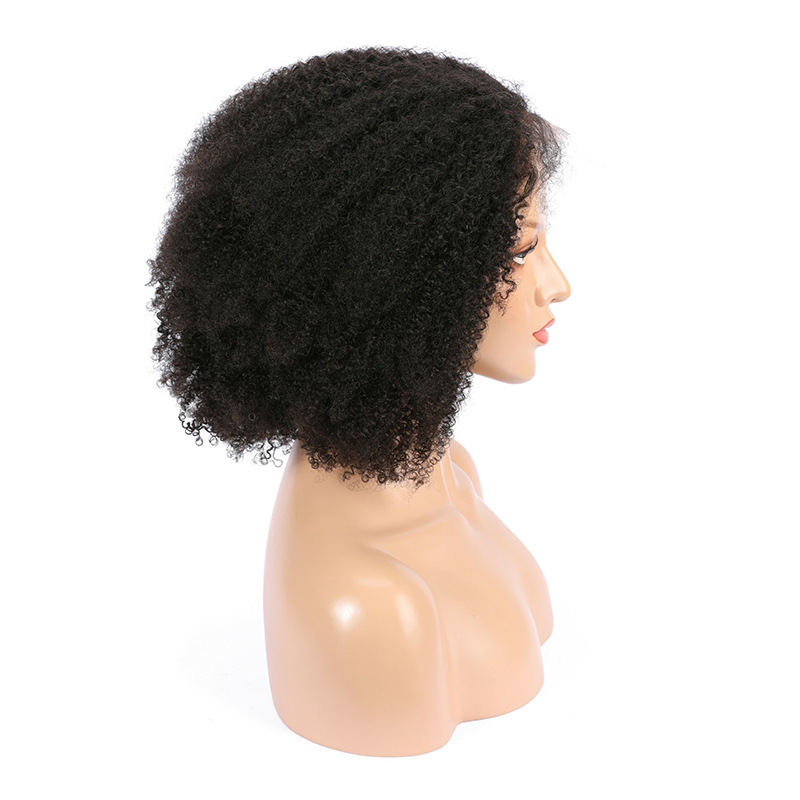 Black Human Hair Wig Yaki Kinky Curly Wig HD Transparent Lace Front Wig