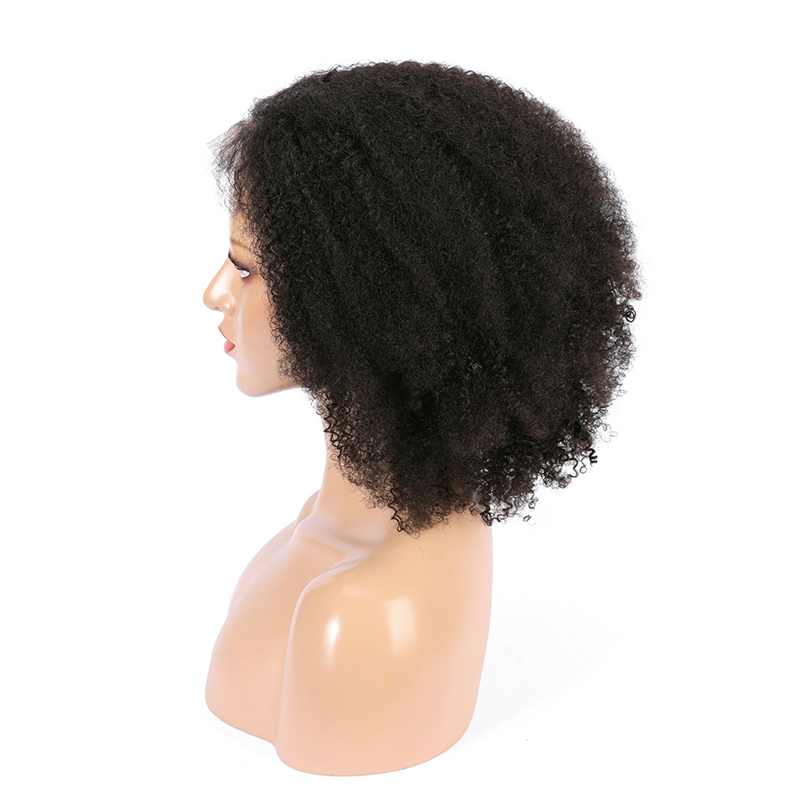Black Human Hair Wig Yaki Kinky Curly Wig HD Transparent Lace Front Wig