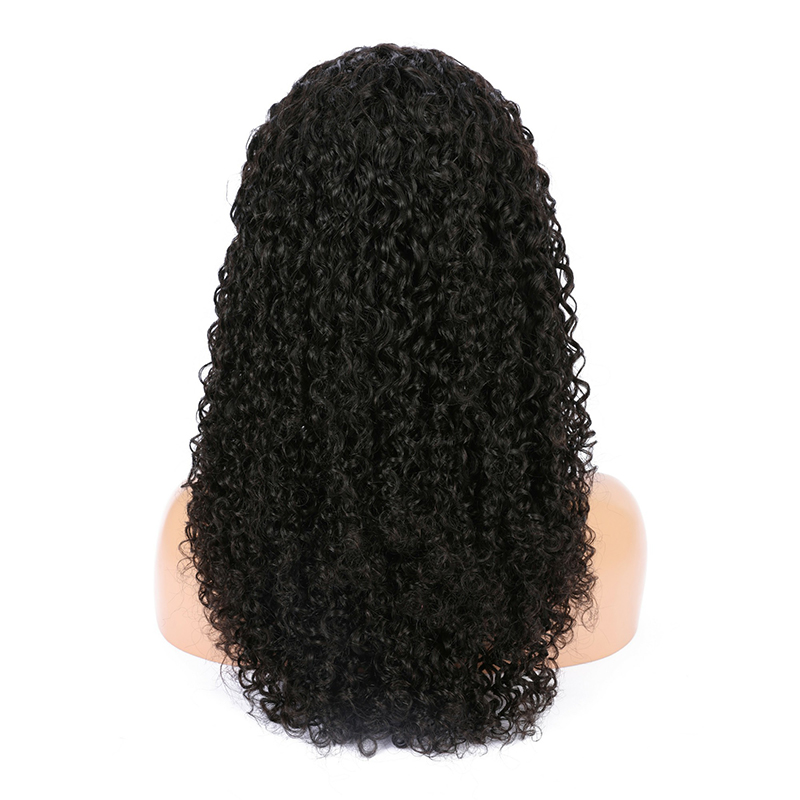 Afro Curly Wig Shoulder Length Human Hiar Wig with Baby Hair Free Part 150-180% Density for Women