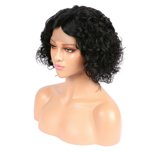Water Wave Bob Glueless Human Hair Wig HD Transparent Lace Front Wigs