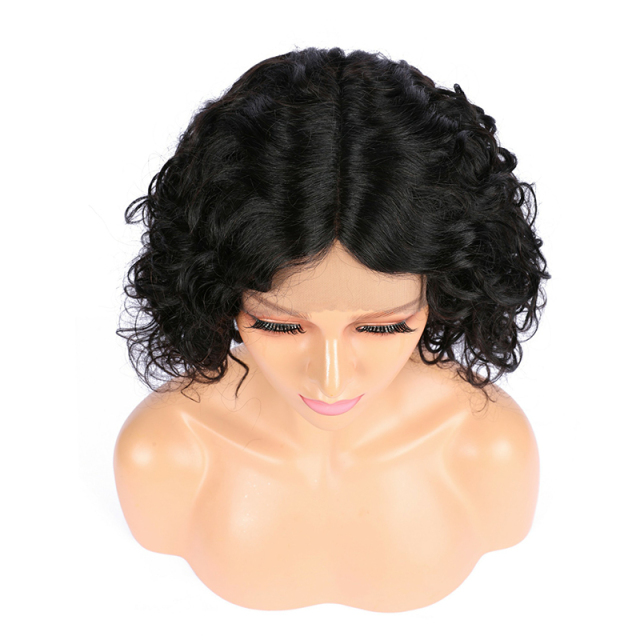 Water Wave Bob Glueless Human Hair Wig HD Transparent Lace Front Wigs