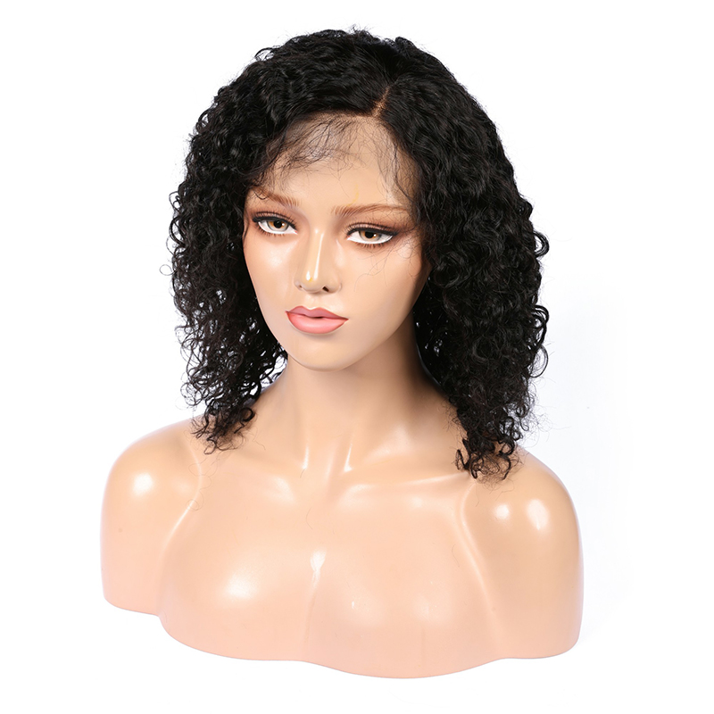 Black Curly Wave HD Transparent Lace Front Wigs Short Bob Pre Plucked Human Hair Wigs