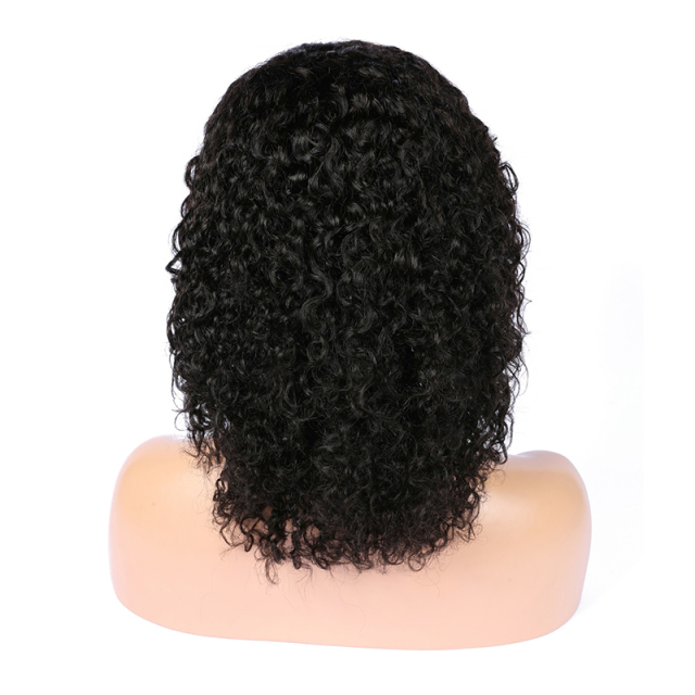 Black Curly Wave HD Transparent Lace Front Wigs Short Bob Pre Plucked Human Hair Wigs