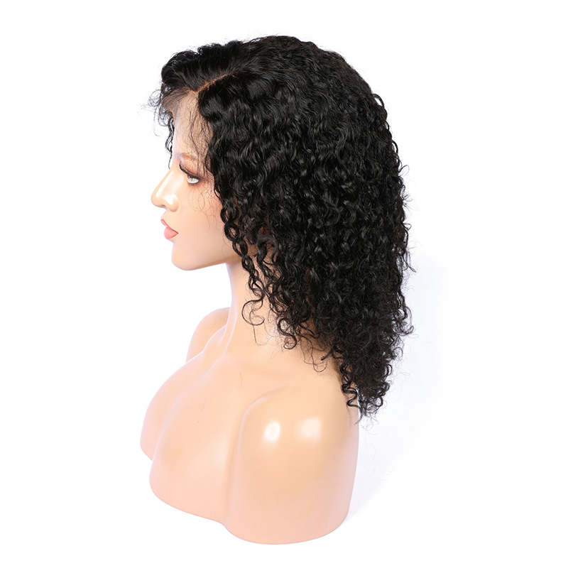 Black Curly Wave HD Transparent Lace Front Wigs Short Bob Pre Plucked Human Hair Wigs