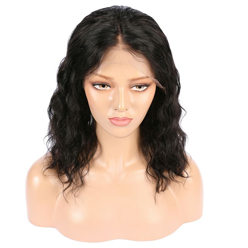 Black Bob 13*6 HD Transparent Lace Front Wig Water Wave Human Hair Wig