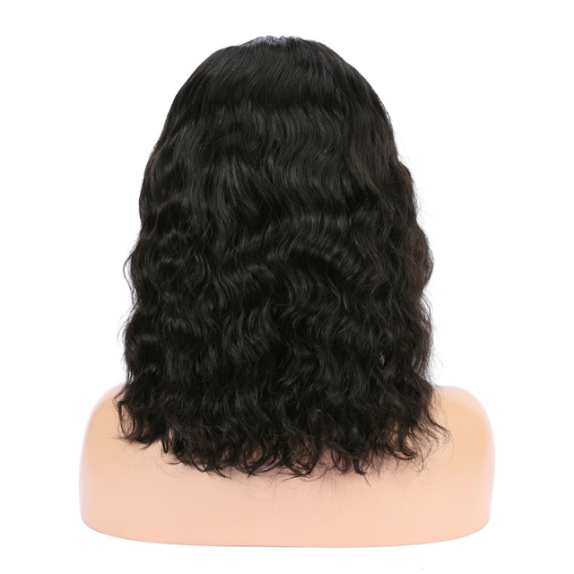 Black Bob 13*6 HD Transparent Lace Front Wig Water Wave Human Hair Wig