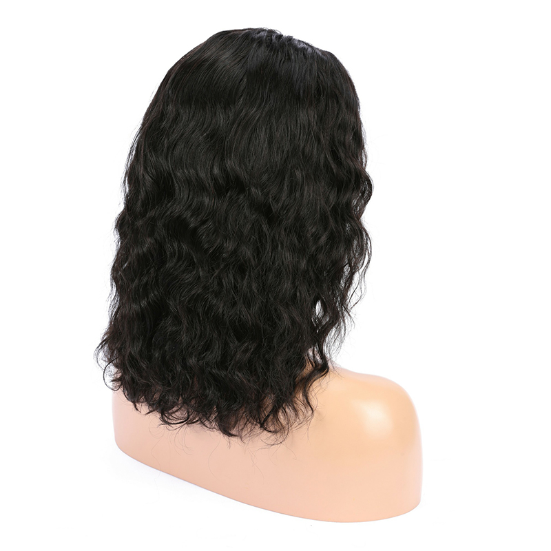 Black Bob 13*6 HD Transparent Lace Front Wig Water Wave Human Hair Wig