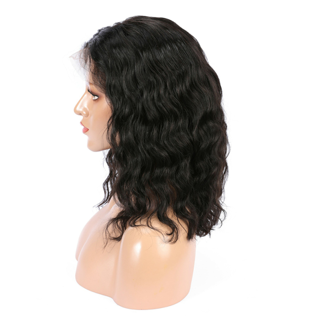 Black Bob 13*6 HD Transparent Lace Front Wig Water Wave Human Hair Wig