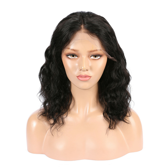 Black Bob 13*6 HD Transparent Lace Front Wig Water Wave Human Hair Wig