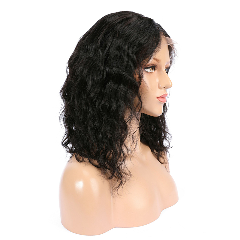 Black Bob 13*6 HD Transparent Lace Front Wig Water Wave Human Hair Wig