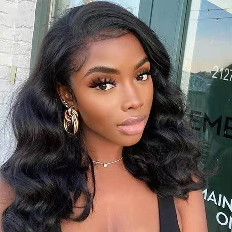 Natural Color HD Lace Front Human Hair Wig Bob Body Wave Wigs with Baby Hair