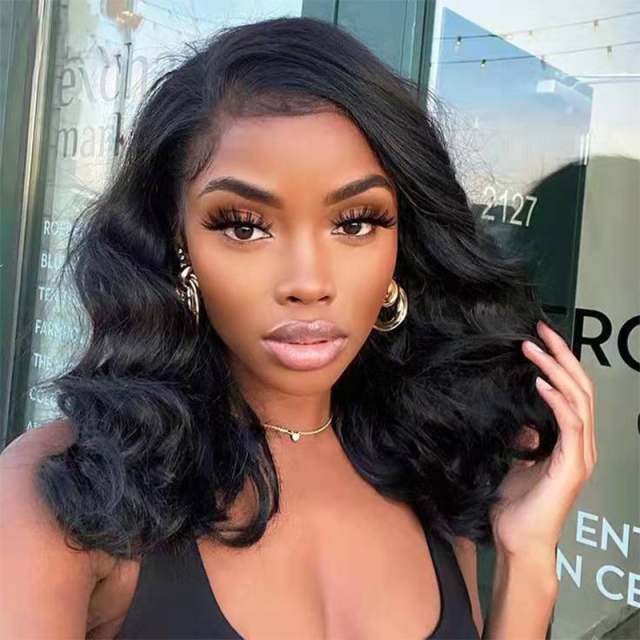 HD Lace Front Human Hair Wig Black Body Wave Wigs with Baby Hair for Women 150%-180% Density