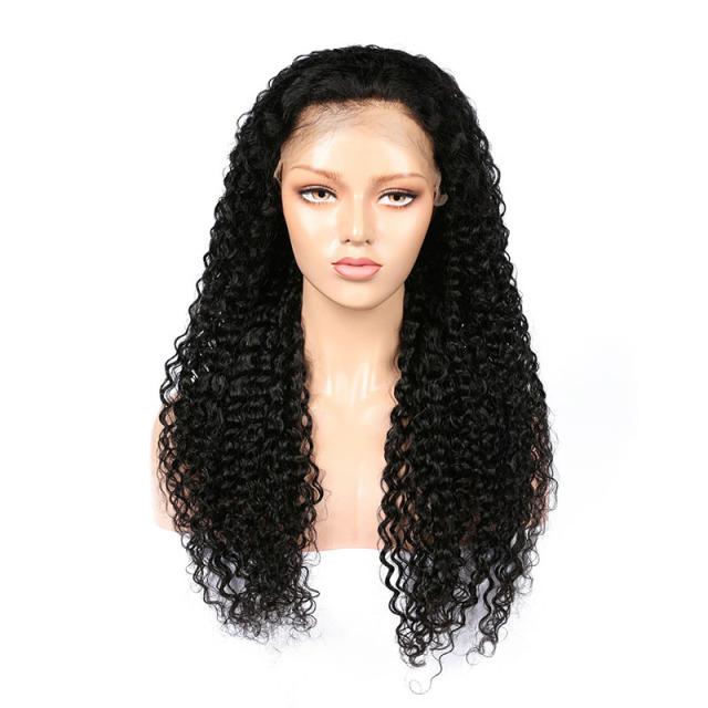 Black HD Transparent Lace Front Wig Pre Plucked Afro Wave Human Hair Wig