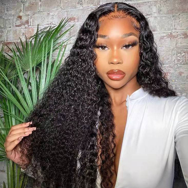Deep Curly Human Hair Wig HD Transparent Lace Front Wig with Baby Hair