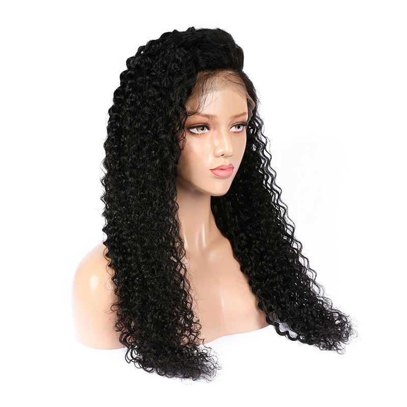 Black HD Transparent Lace Front Wig Pre Plucked Afro Wave Human Hair Wig
