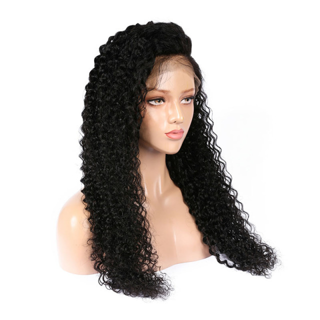 Black HD Transparent Lace Front Wig Pre Plucked Afro Wave Human Hair Wig